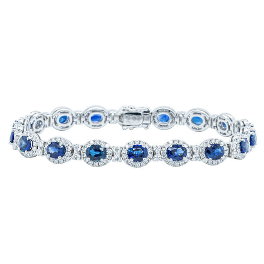 18ct White Gold 7.54ct Sapphire & Diamond Tennis Bracelet