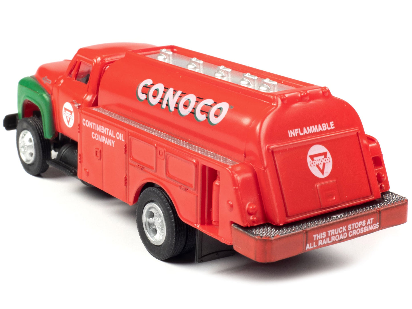 1954 Ford Tanker Truck Red and Green "Conoco" 1/87 (HO) Scale Model by Classic Metal Works